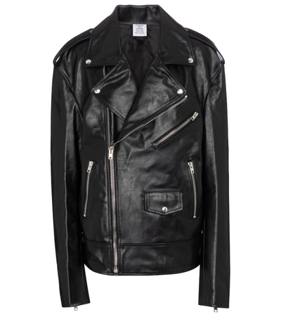 Shop Vetements Leather Jacket In Black