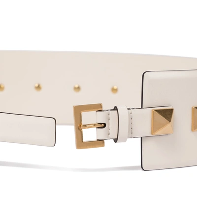 Shop Valentino Roman Stud Leather Belt In White