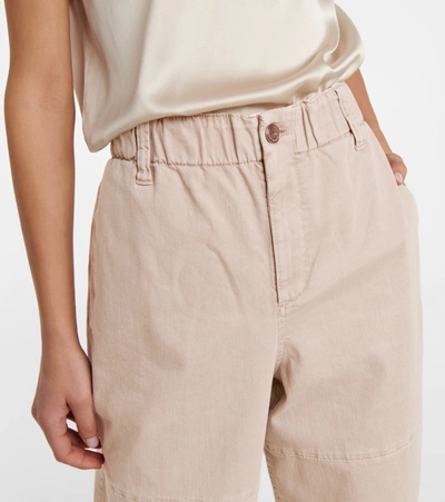 Shop Brunello Cucinelli High-rise Wide-leg Pants In Beige