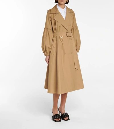 Shop Max Mara Empoli Pleated Trench Coat In Brown
