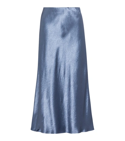 Shop Max Mara Lesiure Alessio Satin Midi Skirt In Blue