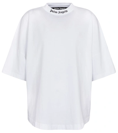 Shop Palm Angels Logo Cotton T-shirt In White