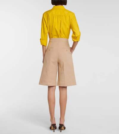 Shop Max Mara Ottuso Stretch-cotton Bermuda Shorts In Beige