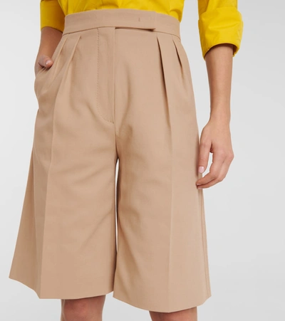 Shop Max Mara Ottuso Stretch-cotton Bermuda Shorts In Beige