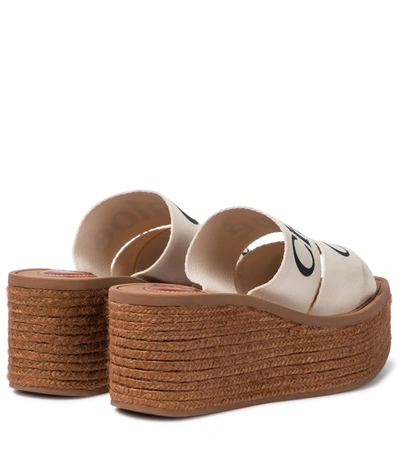 Shop Chloé Woody Canvas Platform Espadrille Sandals In White