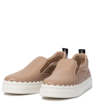 Shop Chloé Lauren Leather Slip-on Sneakers In Pink