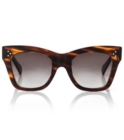 Shop Celine Cat-eye Acetate Sunglasses In Brown