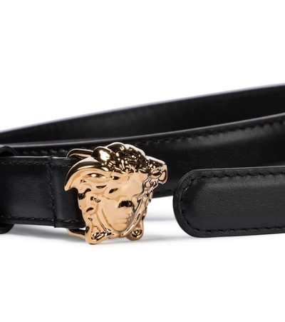 Shop Versace Medusa Leather Belt In Black