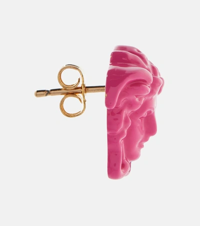 Shop Versace La Medusa Earrings In Pink