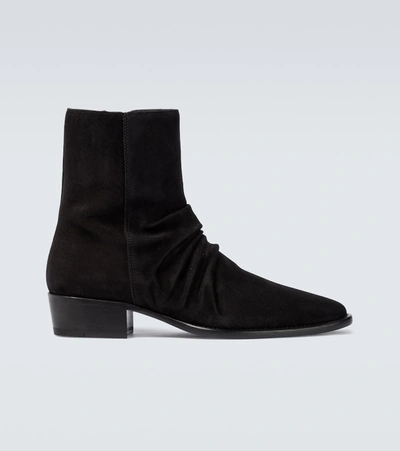 Shop Amiri Stack Suede Boots In Black