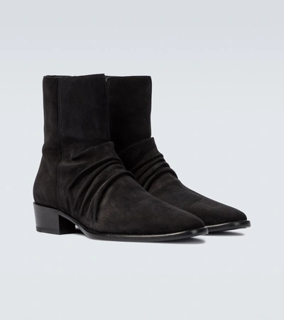 Shop Amiri Stack Suede Boots In Black