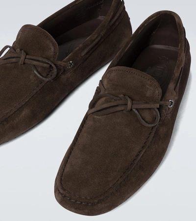Shop Tod's Gommino Suede Driving Shoes In Brown