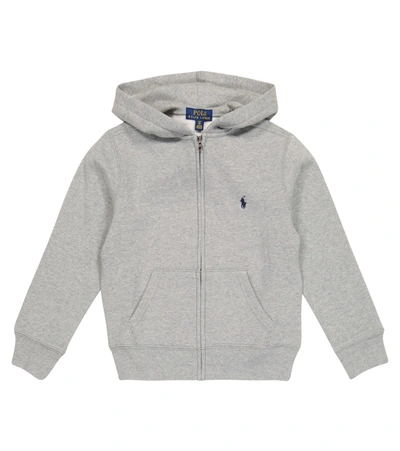 Shop Polo Ralph Lauren Cotton-blend Jersey Hoodie In Grey