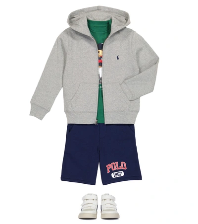 Shop Polo Ralph Lauren Cotton-blend Jersey Hoodie In Grey