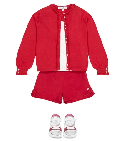 Shop Tartine Et Chocolat Bamboo, Cotton And Silk Cardigan In Red