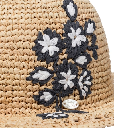 Shop Tartine Et Chocolat Embroidered Raffia Hat In Beige
