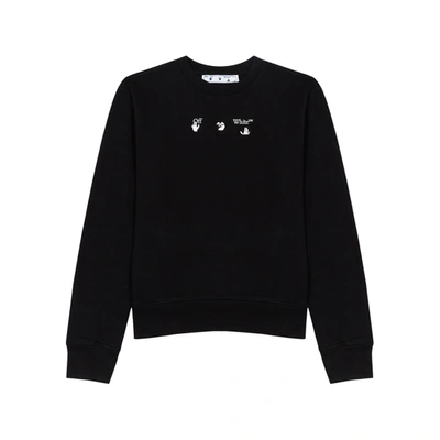 Shop Off-white Black Printed Cotton Sweatshirt In Black And White