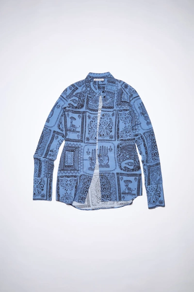 Shop Acne Studios Printed Shirt Indigo Blue
