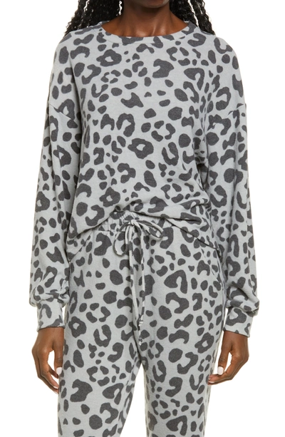 Shop All In Favor Animal Print Pullover In Grey Animal