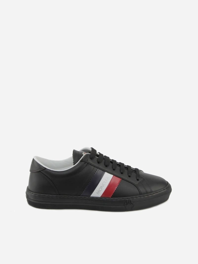 Shop Moncler New Monaco Sneakers Made Of Leather In Black