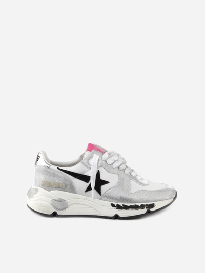 Shop Golden Goose Leather Sneaker With Silver Inserts In Silver/white/black
