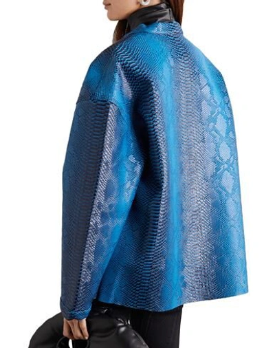 Shop Maisie Wilen Woman Overcoat & Trench Coat Azure Size Onesize Pvc - Polyvinyl Chloride In Blue