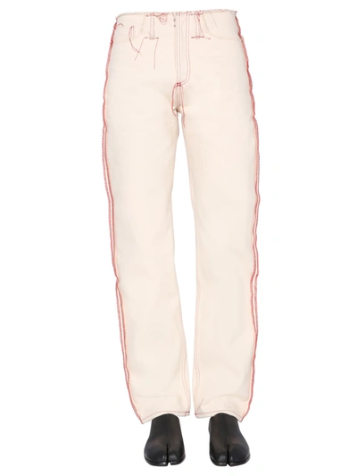 Shop Maison Margiela Jeans With Raw Hem In Bianco