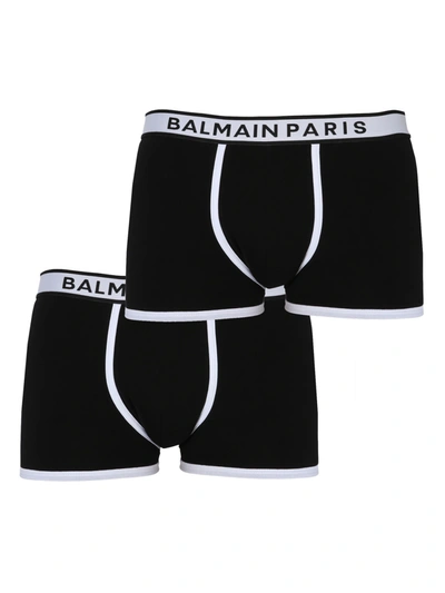 Shop Balmain Pack Of Two Boxers In Nero