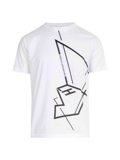 Shop Les Hommes Regular T-shirt W/graphic Print On Front In White
