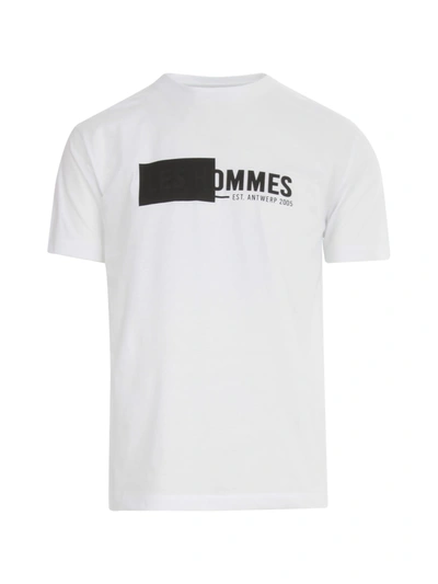 Shop Les Hommes Regular T-shirt W/print On Front In White
