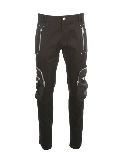 Shop Les Hommes Cotton Pants W/zipped Pockets In Black