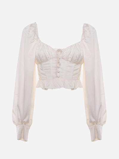 Shop For Love & Lemons Carina Top With Gathered Peplum Detail In Recycled Polyester