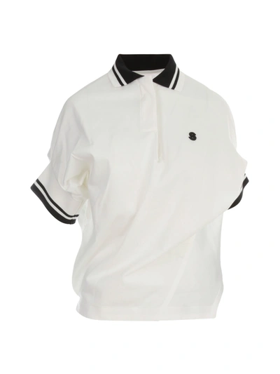 Shop Sacai Cotton Jersey Asymmetrical Polo Shirt In White