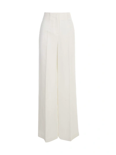 Shop Twinset High Waisted Wide Leg Pants In Silk White