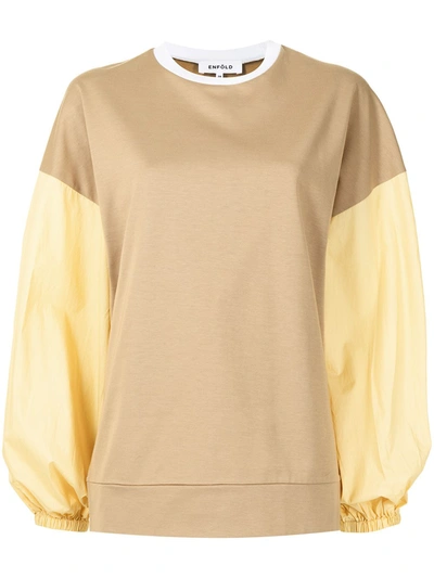 Shop Enföld Colour-block Panelled Sweatshirt In Brown