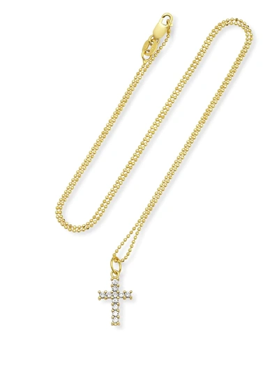 Shop Andrea Fohrman 18kt Yellow Gold Diamond Cross Necklace