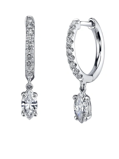 Shop Anita Ko 18kt White Gold Pave Diamond Huggies In Silver