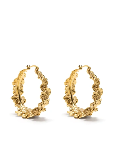 Shop Goossens Talisman Flower Hoop Earrings In Gold
