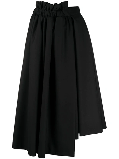 Shop Comme Des Garçons Asymmetric A-line Wool Skirt In Black