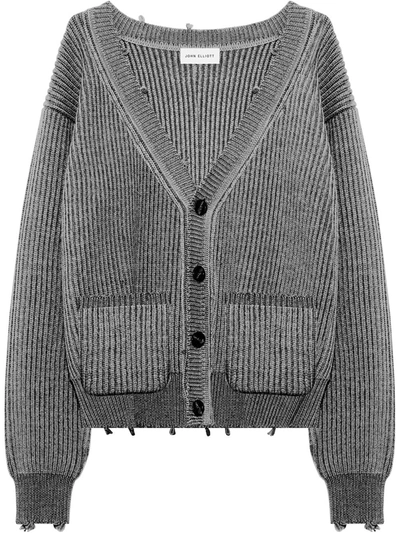 Shop John Elliott Ribbed-knit Cardigan In Grey