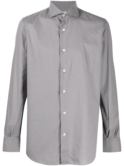Shop Mazzarelli Plain Button Shirt In Grey