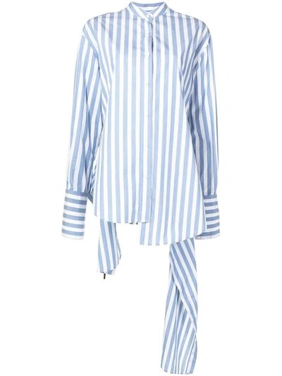 Monse Stripe Drawstring Asymmetrical Shirt In Blue