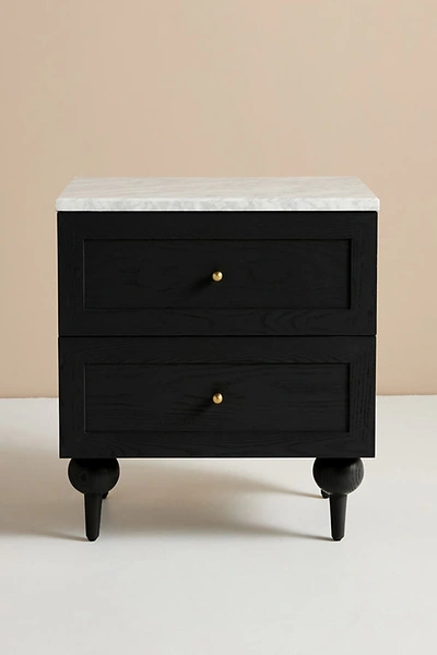 Shop Anthropologie Fern Marble-top Wooden Bedside Table In Black