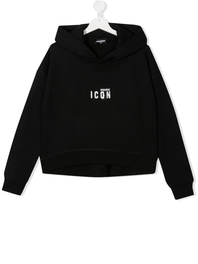 Shop Dsquared2 Teen Icon-print Hoodie In Black