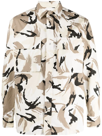 Shop Kenzo Camouflage-print Shirt In Neutrals