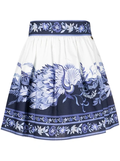Shop Twinset Floral-print Skirt In White