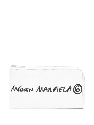 Shop Mm6 Maison Margiela Logo-print Wallet In White