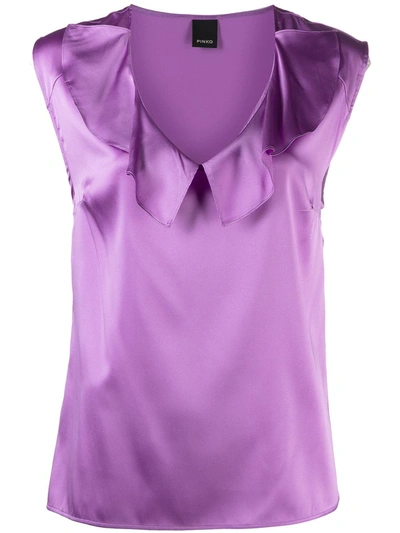 Shop Pinko Ruffle-trim Sleeveless Top In Purple
