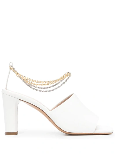 Shop Kalda Inez Chain-trimmed Sandals In White