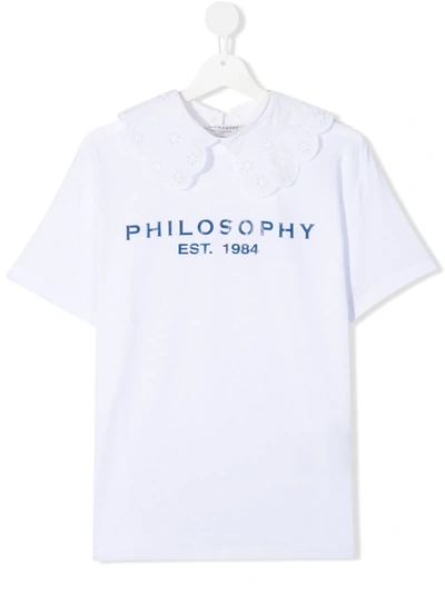 Shop Philosophy Di Lorenzo Serafini Teen Bib-collar T-shirt In White